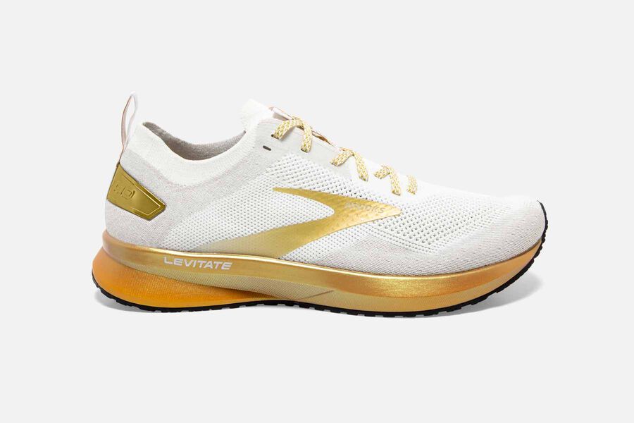 Brooks Levitate 4 Road Running Shoes - Womens - White/Gold - IE2789645